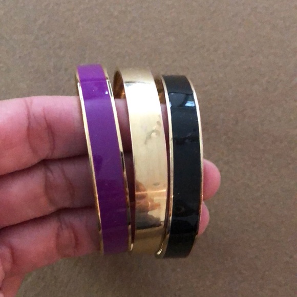 kate spade Jewelry - 3 Kate spade idiom bangles purple, gold, black